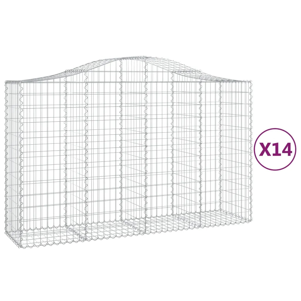 Cesti Gabbioni ad Arco 14 pz 200x50x120/140 cm Ferro Zincato 3145673