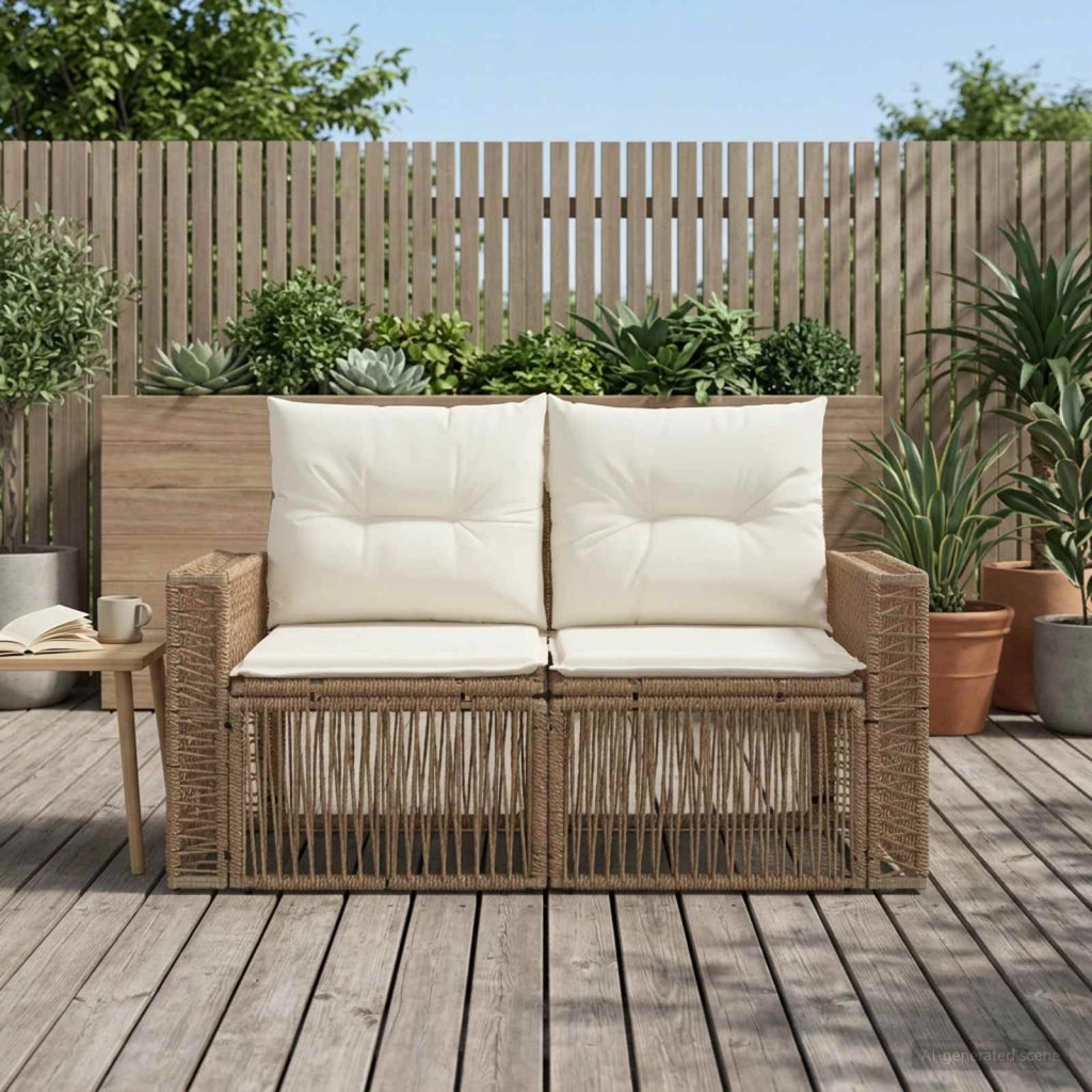Divano da giardino 2-Numero di posti Beige polyrattan 42026700