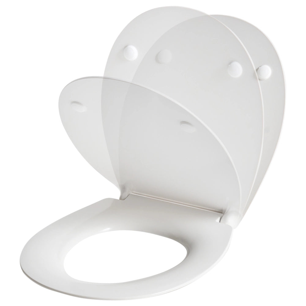 Sedile del wc Duroplast bianco 45 x 38 cm Distanza tra i fori 16 cm Chiusura morbida a sgancio rapido Stile moderno per il bagno