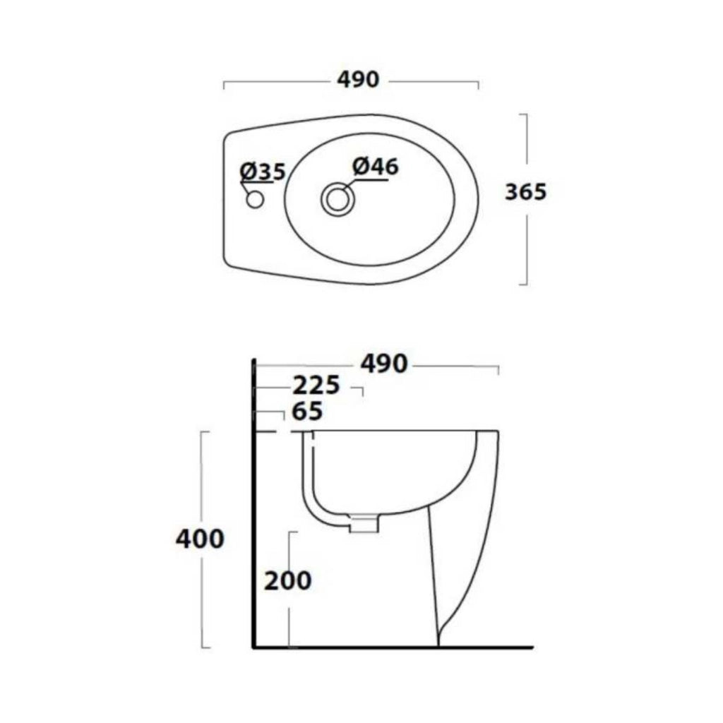 Bidet dark ceramica bianco lucido a pavimento elegante e moderno forma tondeggiante *** finitura- bianco, confezione 1