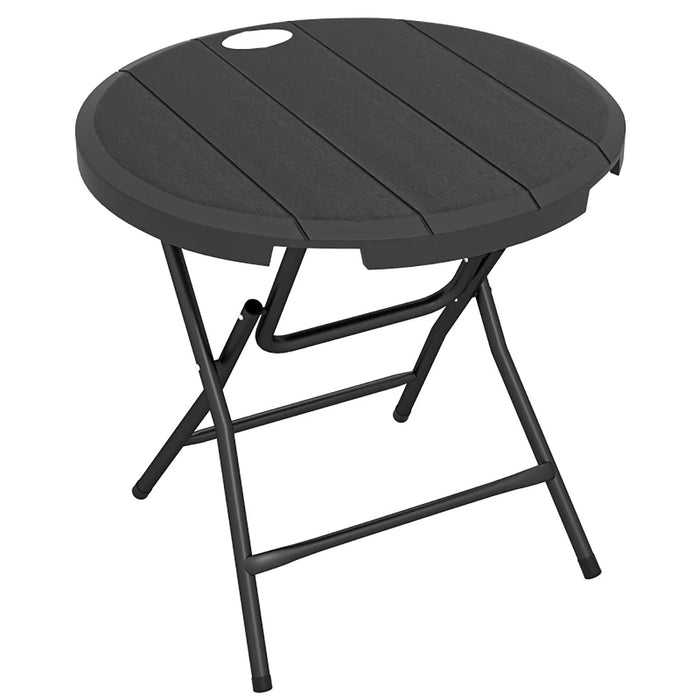 Tavolo da Giardino Ø80x73 cm Rotondo Pieghevole per 4 Persone in Alluminio e Plastica HDPE Grigio