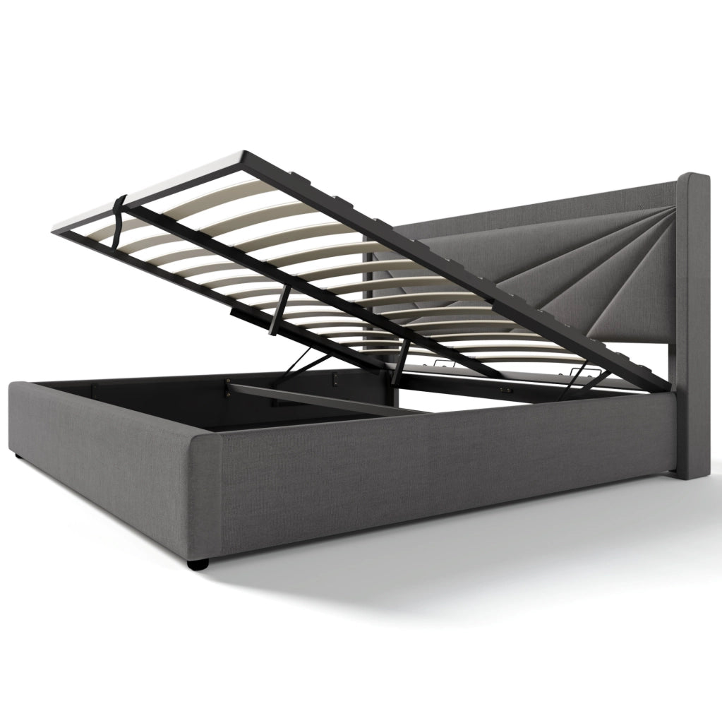Letto matrimoniale 160x200 grigio con vano contenitore, USB e Type-C