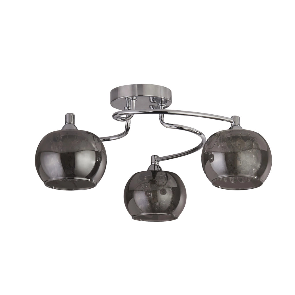 Lovell 3Lt Flush - Metallo cromato, vetro fumé e cristallo