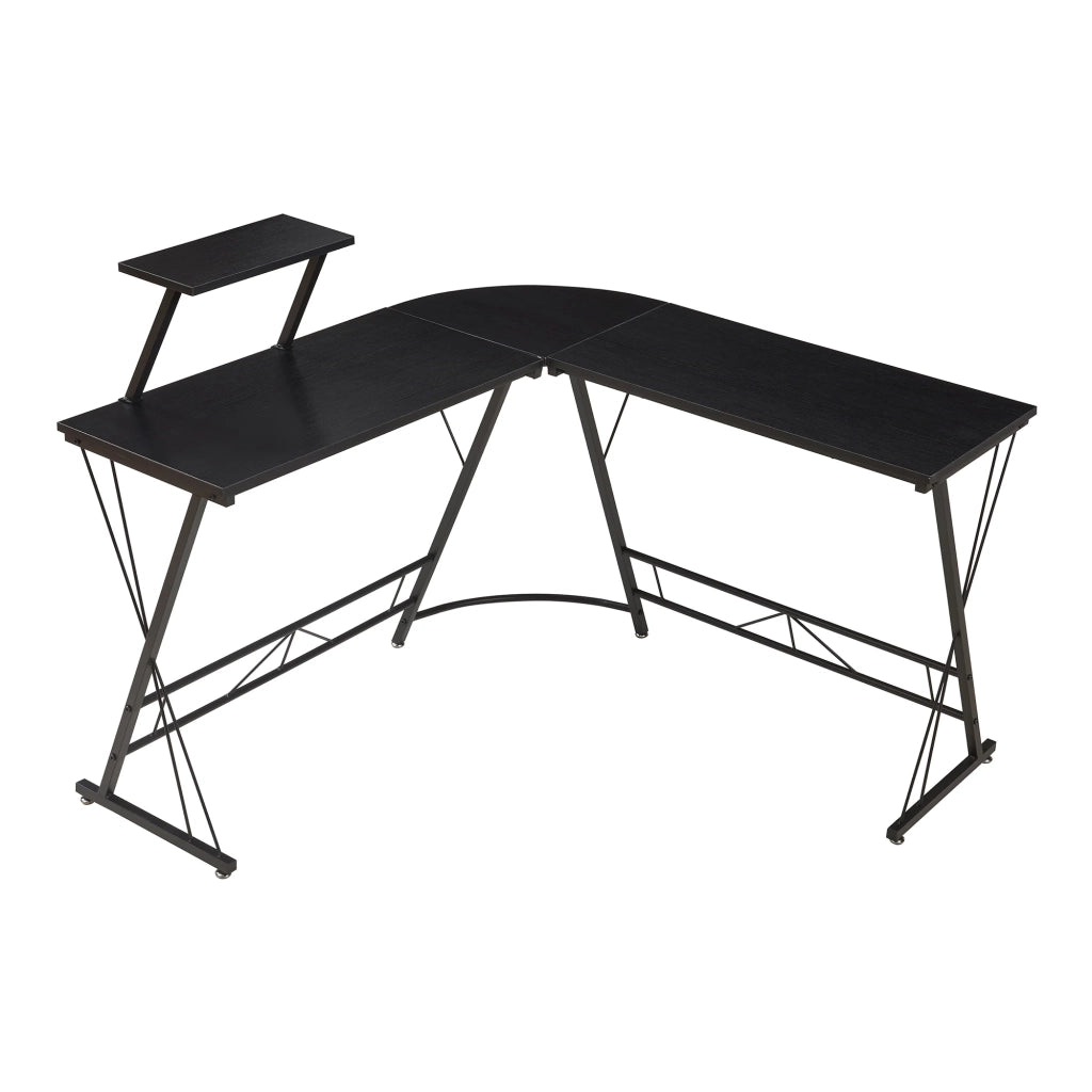 Scrivania/postazione di lavoro con piano rialzato 122 x 122 x 98 cm nero 03_0009073