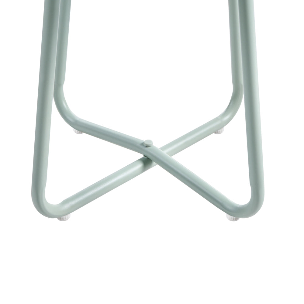 Set da salotto da esterno con struttura in acciaio verde e sedute in tessuto 2 poltrone e tavolo