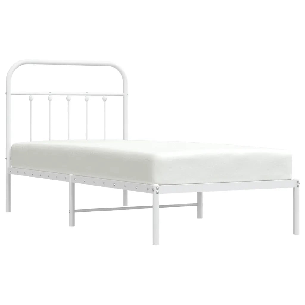 Giroletto con Testiera Metallo Bianco 90x200 cm