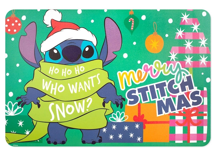 Tovaglietta stitch xmas verde in polipropilene decorata cm 45x30