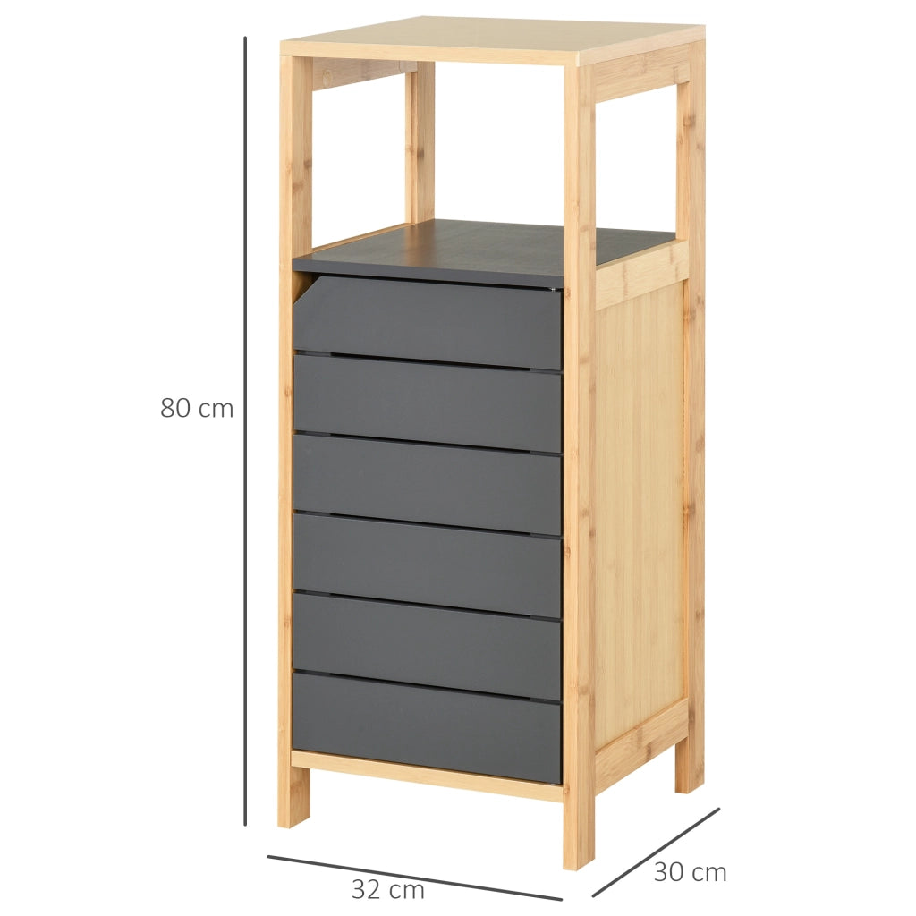 Colonna bagno salvaspazio ¨C Xylo ¨C legno bamb¨´ con anta e cassetto 32x30x80 cm