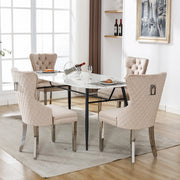 SEDIA Imbottita in Velluto Beige con Schienale Quadrato e Gambe in Metallo