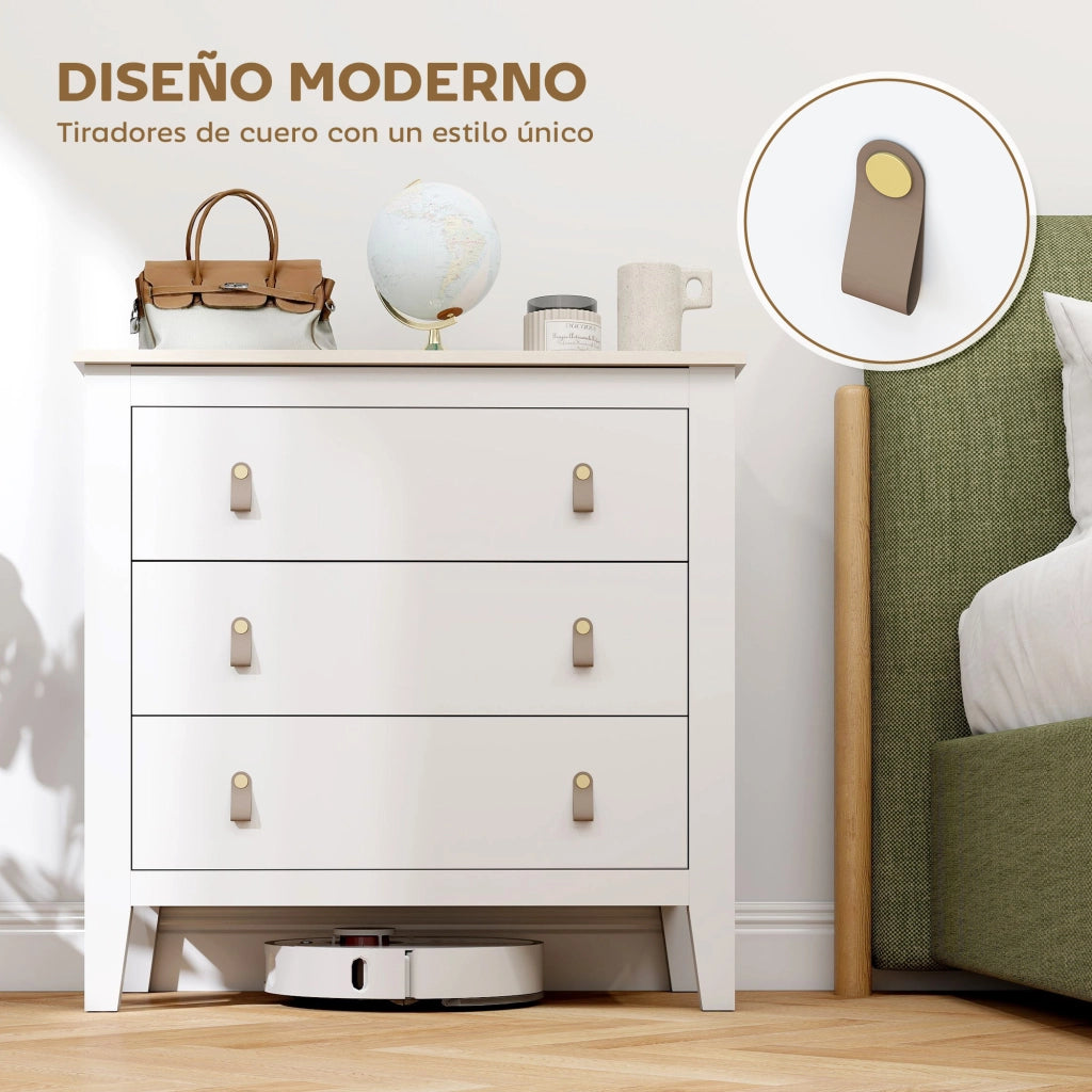 Cassettiera con 3 Cassetti ¨C zephmum ¨C 80x40x78,5 cm Bianco