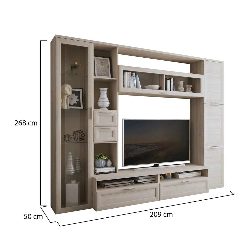 Mobile Soggiorno Carenno, Parete Attrezzata Modulabile, Marrone Olmo