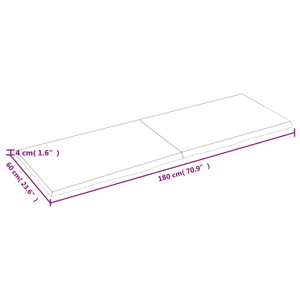 Ripiano Marrone Scuro 180x60x(2-4) cm Massello Rovere Trattato 363842
