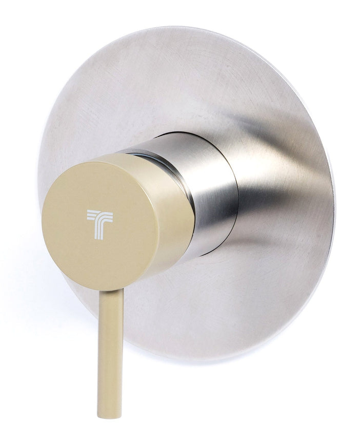 Rubinetto Miscelatore Monocomando Doccia ad Incasso in Acciaio Inox Maniglia Ulivo