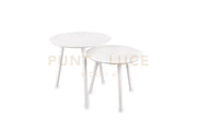 VILANA SET DI 2 TAVOLI ROTONDI STRUTTURA IN MDF 50CM BIANCHI D.50-45CM