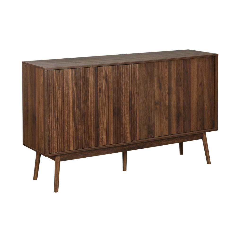 Credenza scandinava a 2 ante effetto legno, 150cm, marrone scuro