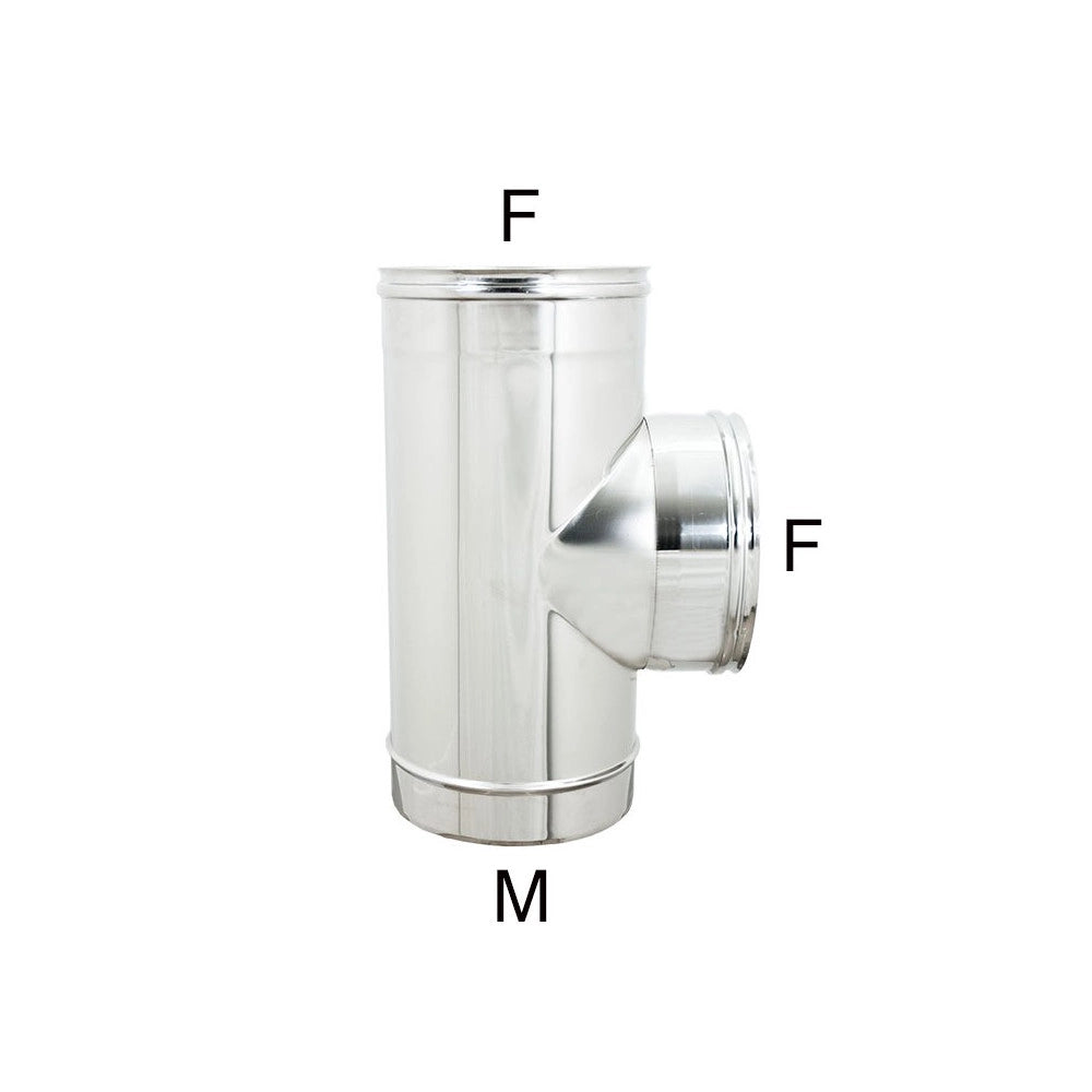 Raccordo inox a t braga mf da 160mm codino f aisi 304