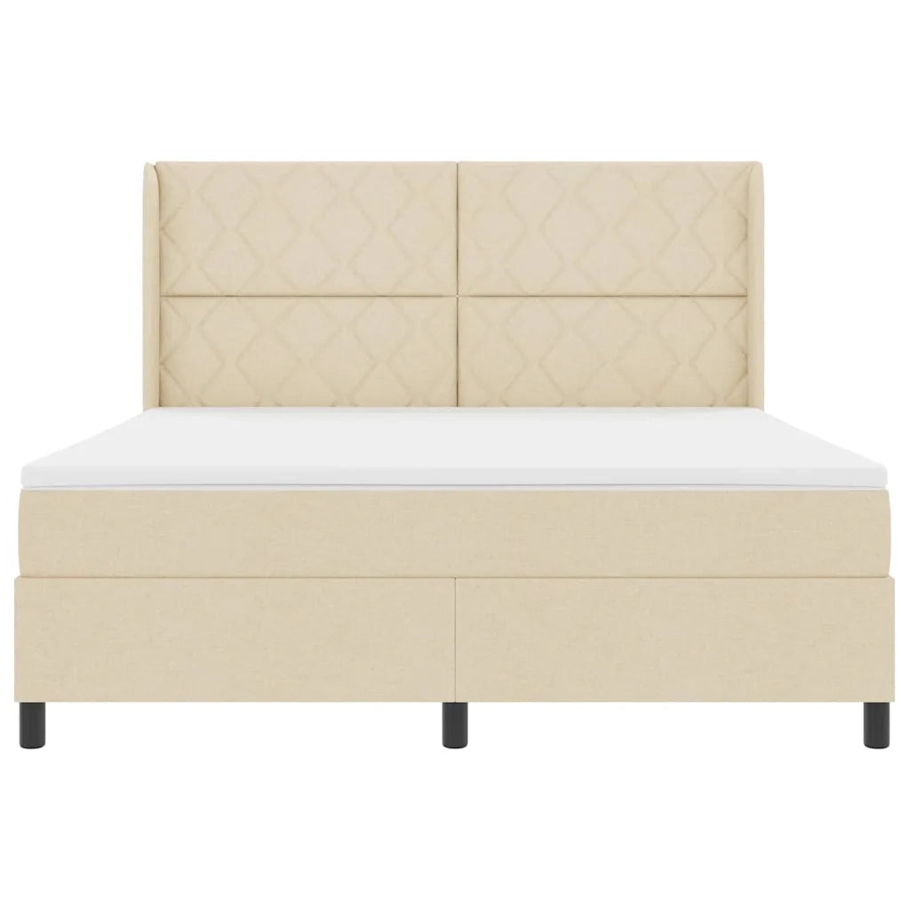 Letto a molle con materasso Crema 180 x 200 cm Tessuto 3343586
