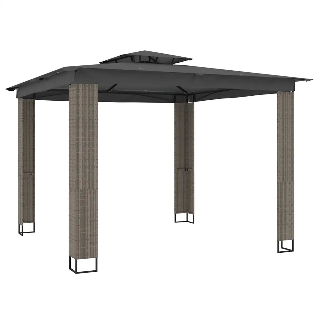 Gazebo con Tetto Doppio Antracite 2,94x2,94 m in Acciaio