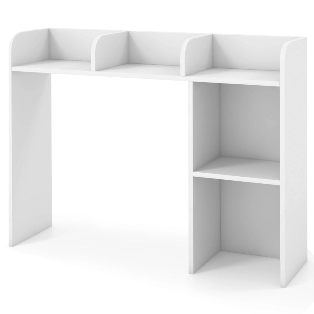 Libreria da scrivania con 4 ripiani e scomparto aperto-Scaffale a 3 livelli da tavolo multiuso Bianco