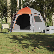 Tenda Familiare Igloo 6 Persone-Tenda da campeggio Grigia Arancione Impermeabile