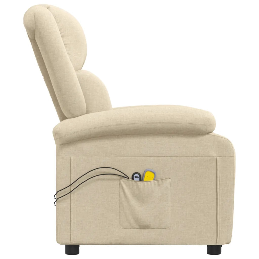 Poltrona Massaggio Elettrica Reclinabile Crema in Tessuto cod mxl 32348