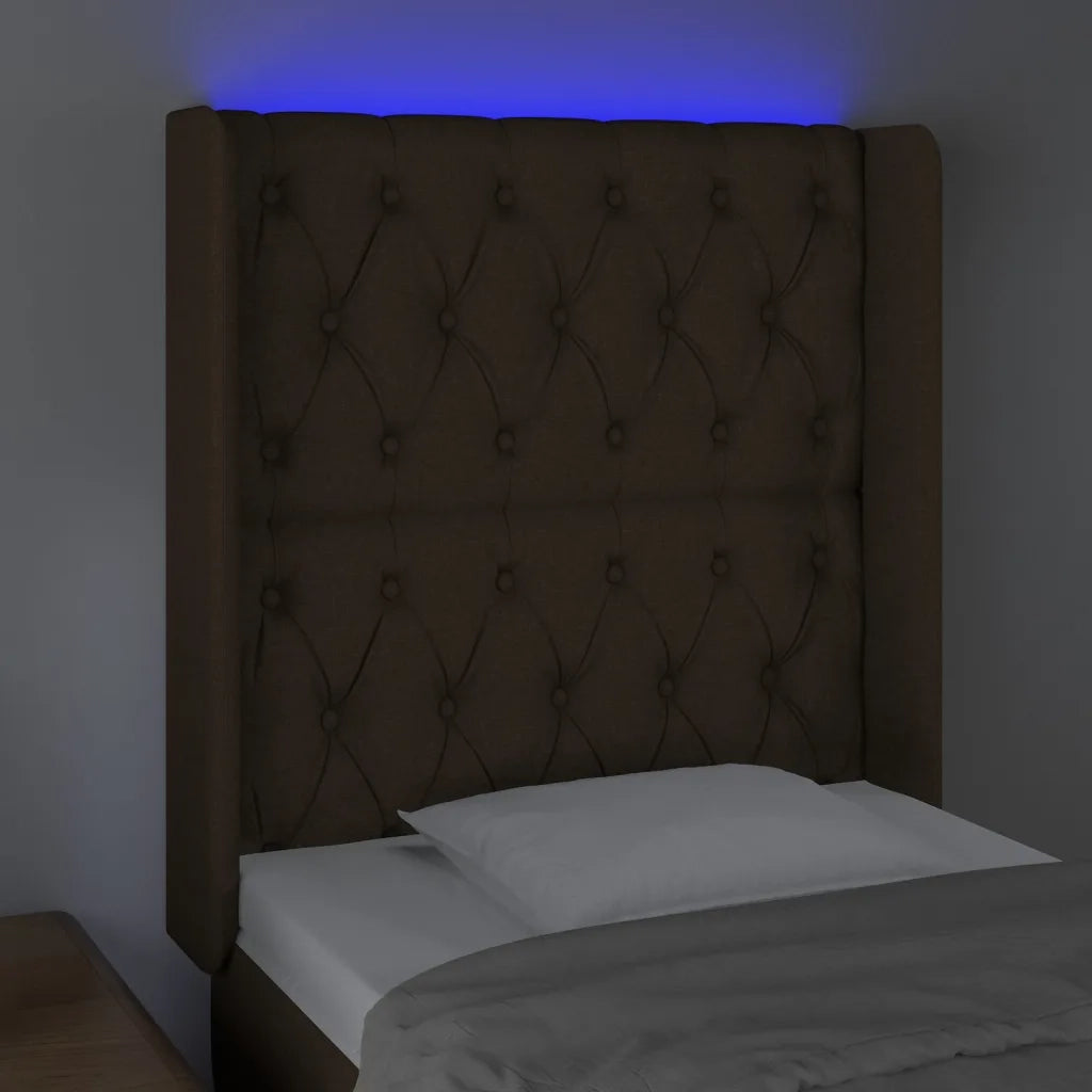 Testiera a LED Marrone Scuro 83x16x118/128 cm in Tessuto 3124361