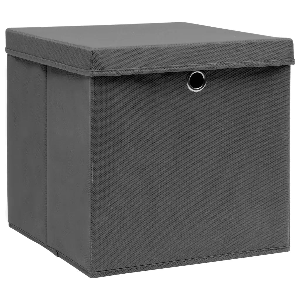 Scatole Portaoggetti con Coperchi 10 pz Grigi 32x32x32cm Tessuto CFW7063433