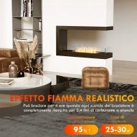 Camino Bioetanolo a 3 Lati con Bruciatore da 2.4L e Durata 4 Ore, Copertura 30㎡, 100x30x55cm, Nero