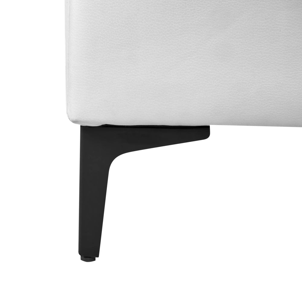 Pouf moderno quadrato poggiapiedi in ecopelle bianco trapuntato ottomana moderno con gambe dorate