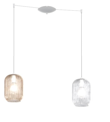 SOSPENSIONE BIANCO 2 LUCI SPOSTABILE VETRI TR + AM 1181BI-S2 S-TA