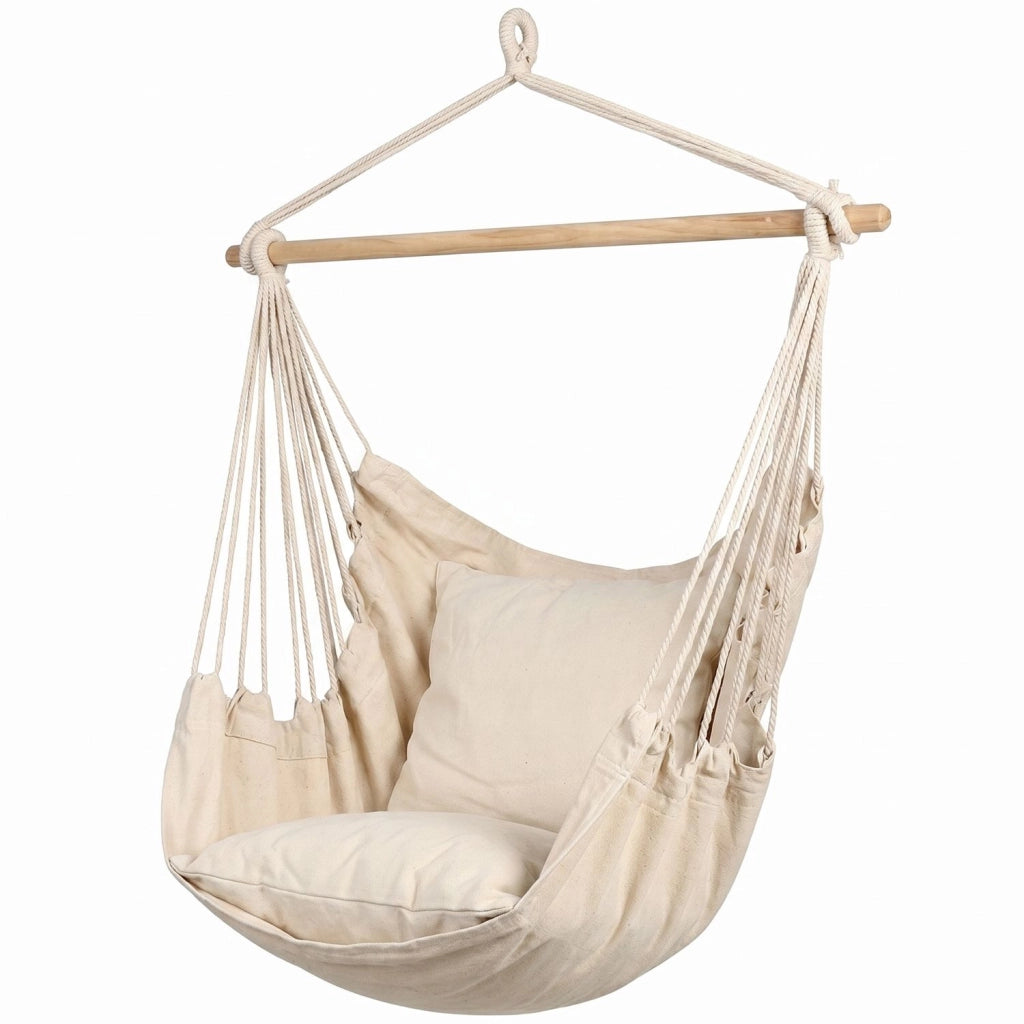 Marvin Amaca Poltrona Sospesa da Giardino Qatar Patio Sedia a Dondolo Seduta Imbottita con cuscini, da Appendere 1 Beige