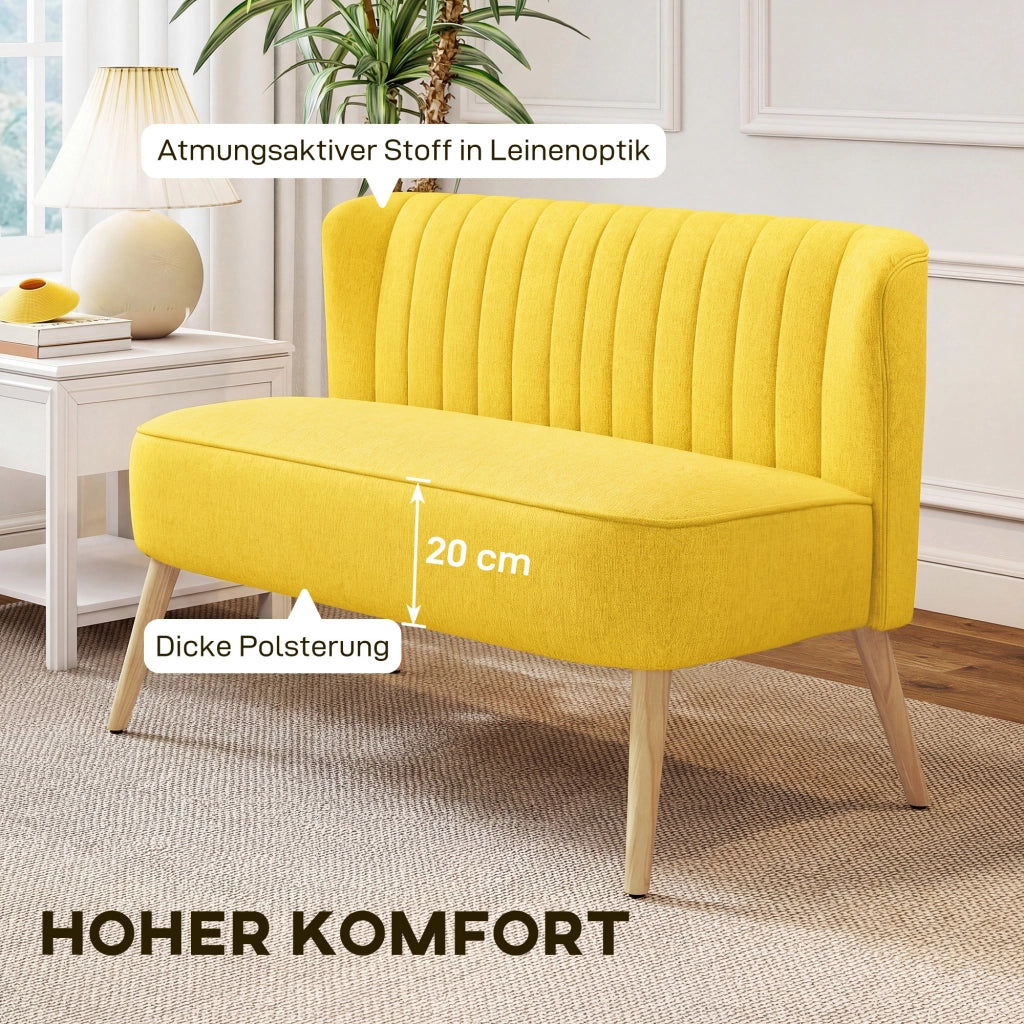 Divano 2 posti imbottito tessuto antimacchia ¨C zephmum ¨C giallo 117x56.5x77 cm