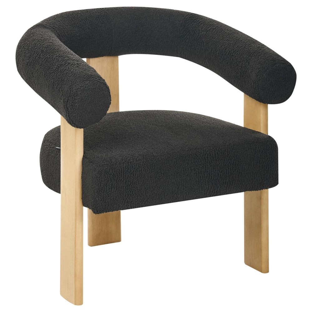 Set da salotto divano a 2 posti poltrona imbottita bouclé nero e marrone chiaro stile retrò soggiorno
