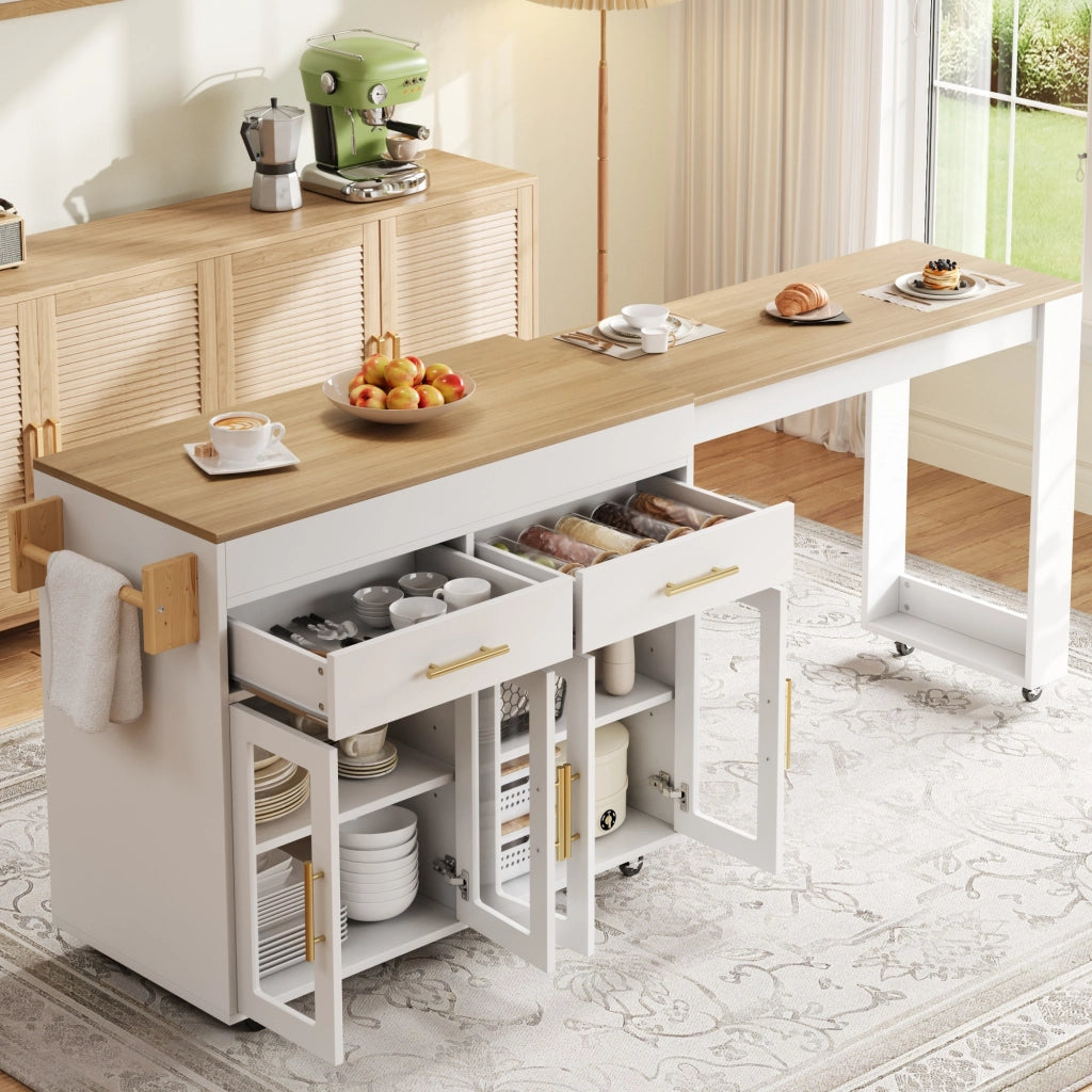 ISOLA DA CUCINA ESTRAIBILE 132,5-217 x 50 x 93 cm Bianco MDF