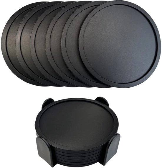 Set di 6 sottopiani in silicone, sottopiani per tazze e bicchieri, cuscini termoresistenti in vetro, sottopiani per caffè per tavolo, scrivania, cucina e ufficio (nero)