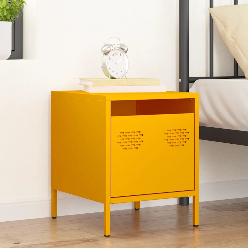 vidaXL Comodino Giallo Senape 35x39x43,5 cm in Acciaio