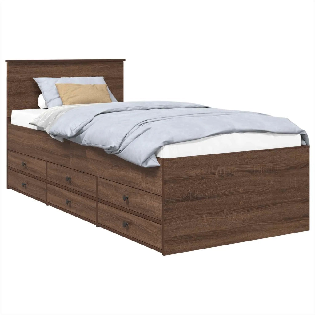 Letto singolo | Letto per adulti | Daybed Rovere Marrone e Nero 75 x 190 cm Legno multistrato