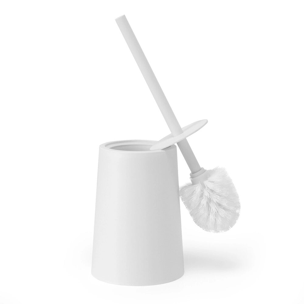 Porta scopino bianco crema da appoggio design tondo in plastica Pop