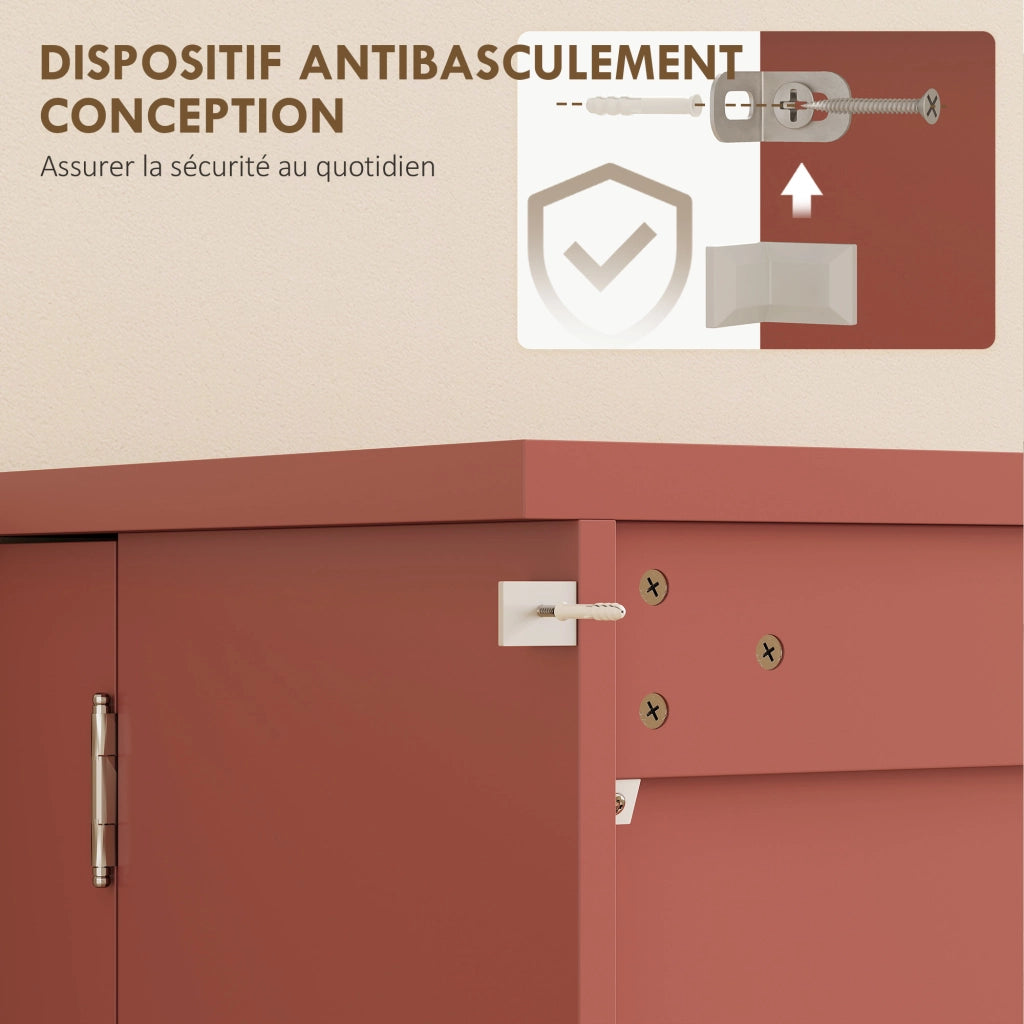 Buffet Cucina con Ante e Ripiani ¨C zephmum ¨C Legno Rosso 60x40x120 cm