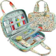 Organizzatore di brevi e maglia con chiusura a righello e diverse tasche per attrezzi per maglia