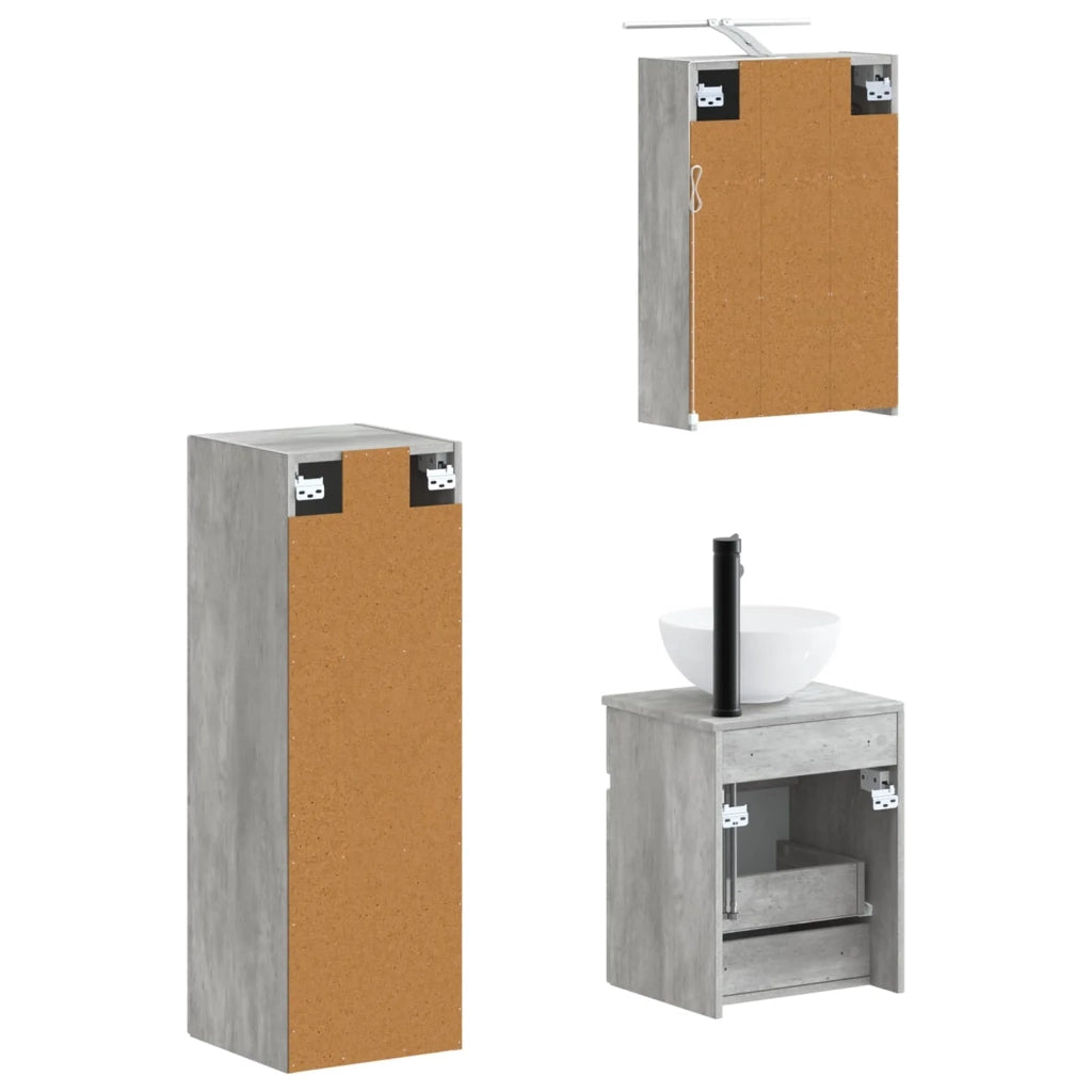 Set di mobili per il bagno 4 pcs Grigio Cemento 3407466