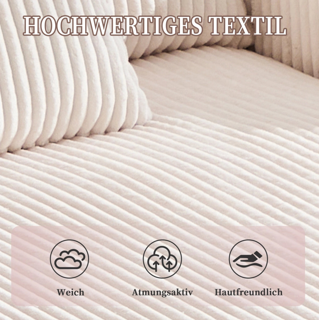 Poltrona relax oversize beige con LED, USB e portabevande
