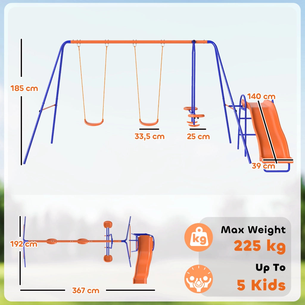 Set Gioco 4 in 1 con Altalena Scivolo e Dondolo ¨C Xylo ¨C Multicolore per Bambini