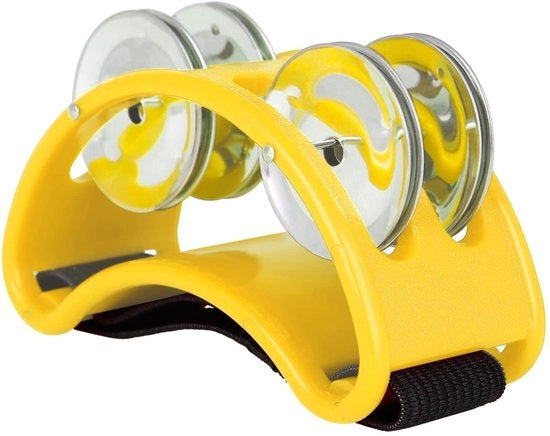 Tamburello per Piedi - 4 Paia di Jingle in Acciaio Inossidabile - Leggero - Progettazione Ergonomica - Sostenibile - 10,5x7x5cm - Percussione