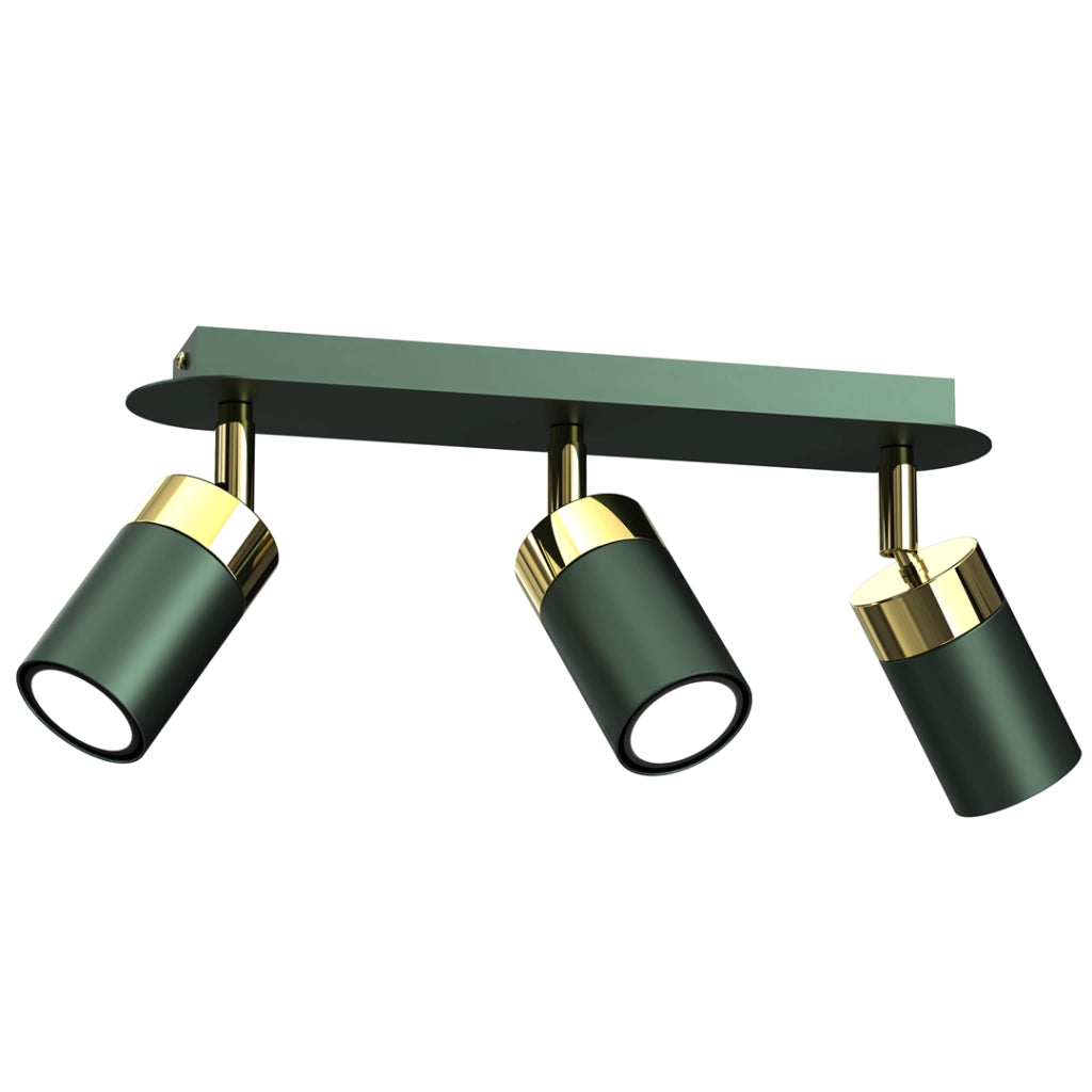 Plafoniera Milagro Joker 3 luci GU10 metallo verde oro