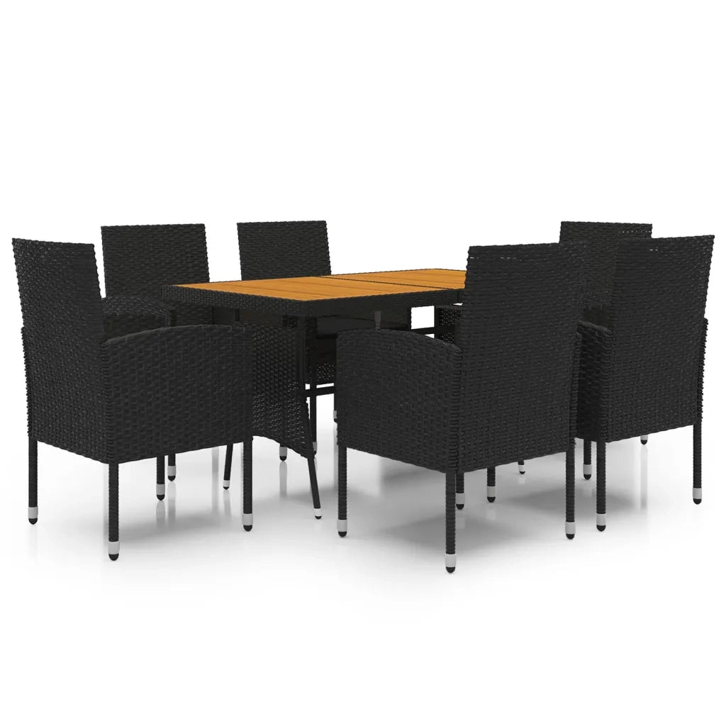 Set da Pranzo per Esterni 7 pz in Polyrattan Nero cod mxl 43918