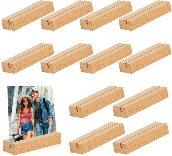 Standard 12-dell'album in legno, robusto supporto per cartine, supporto per biglietti in legno, supporto per cartoline, supporto per menu, supporto per foto, standard per cartine per matrimonio, compleanni, festa