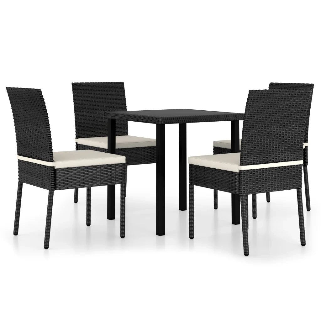 Set da Pranzo da Giardino 5 pz | Set Salotto da Giardino in Polyrattan Nero