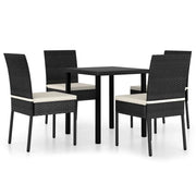 Set da Pranzo da Giardino 5 pz | Set Salotto da Giardino in Polyrattan Nero