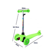 Trade Shop - Monopattino 3 Ruote Per Bambino/bambina Altezza Regolabile Con Luci Led E Freno - Verde